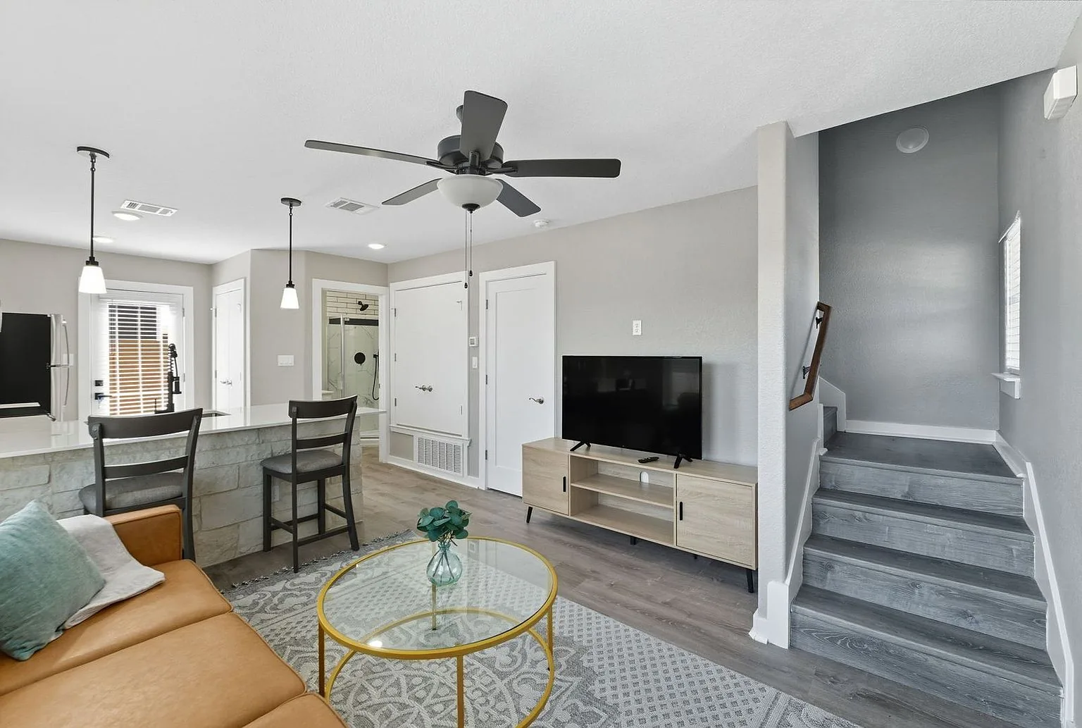 Living toward kitchen and stairs, 20 Tate Lane, Round Rock