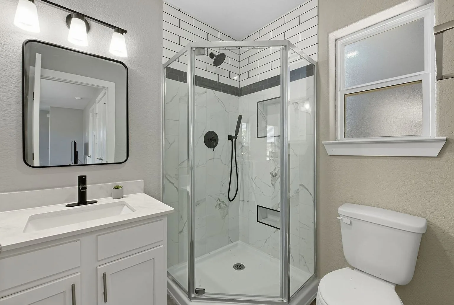Bathroom tiled shower glass, 20 Tate Lane, Round Rock