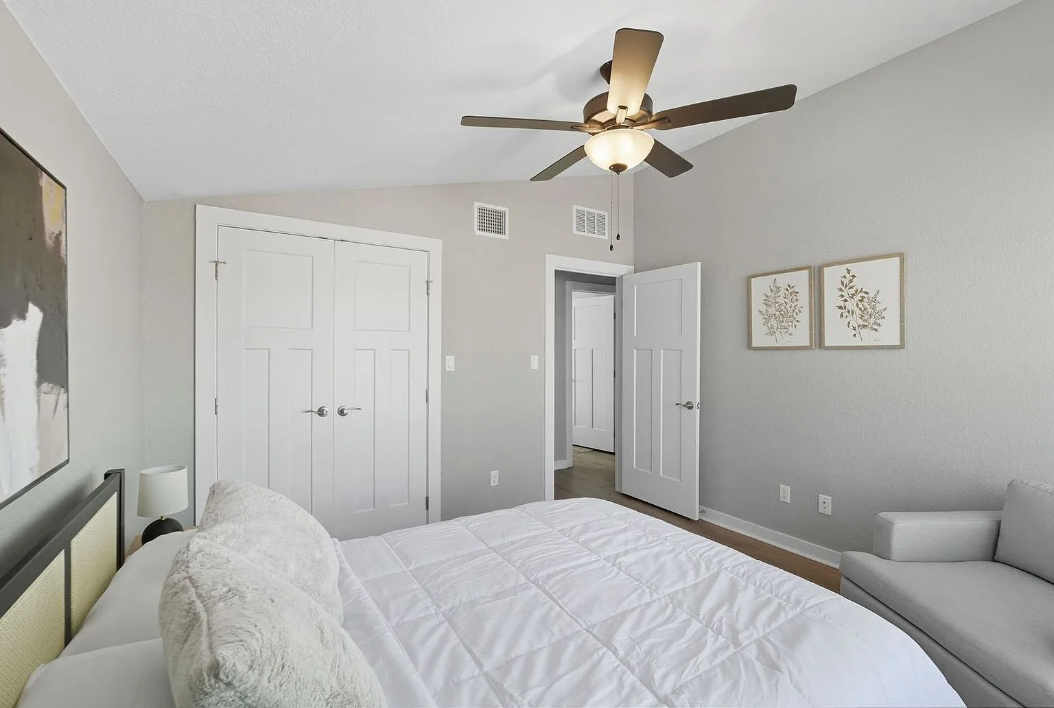 Bedroom toward door, 20 Tate Lane, Round Rock